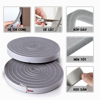 Ron cuộn mút xốp dán che khe hở chân khung cửa 2 mét