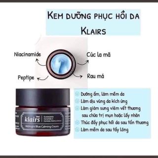 KEM DƯỠNG PHỤC HỒI DA BAN ĐÊM KLAIRS MIDNIGHT BLUE CALMING CREAM