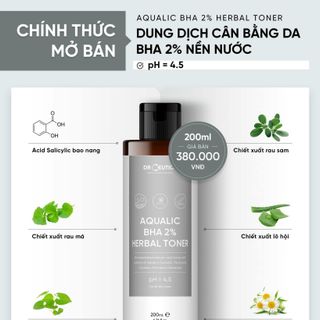 Toner BHA 2% DrCeutics Herbal Toner pH 4.5 200ml giá sỉ