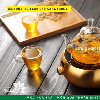 ẤM TRÀ THỦY TINH CAO CẤP CHỊU NHIỆT - QUAI VÒNG 600ml