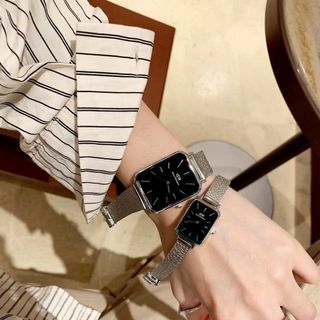 ĐỒNG HỒ D W LƯỚI COUPLE CHỮ NHẬT NEW
