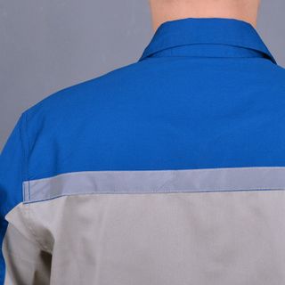 Quần áo bảo hộ phối mầu vải kaki Hàn Quốc 2721 ( ghi Phối xanh )
