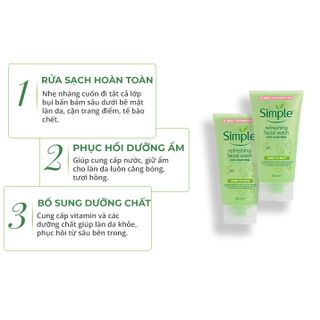 Sữa Rửa Mặt Simple Xanh Có Team Phụ Chính Hãng Cho Da Nhạy Cảm 150ml