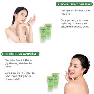 Sữa Rửa Mặt Simple Xanh Có Team Phụ Chính Hãng Cho Da Nhạy Cảm 150ml
