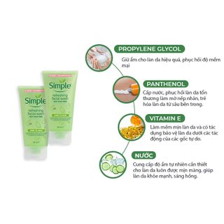 Sữa Rửa Mặt Simple Xanh Có Team Phụ Chính Hãng Cho Da Nhạy Cảm 150ml