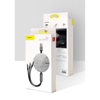 Cáp sạc dây rút Baseus Fabric 3-in-1 Flexible Cable tích hợp 3 đầu Type C / Micro USB/ Lightning 3.5A 1.2M