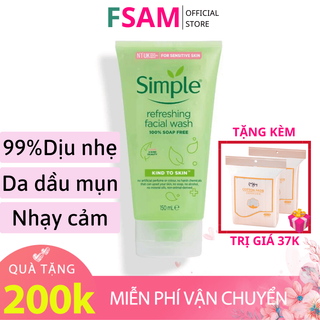 Sữa Rửa Mặt Simple Xanh Có Team Phụ Chính Hãng Cho Da Nhạy Cảm 150ml