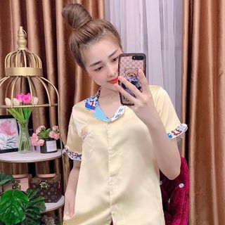 Đồ bộ nữ mặc nhà pijama Satin phối Mango Lửng