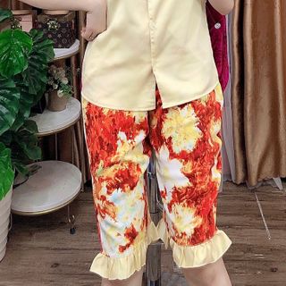 Đồ bộ nữ mặc nhà pijama Satin phối Mango Lửng