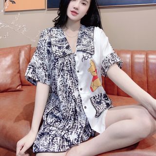 Đồ bộ nữ mặc nhà pijama Mango in cánh dơi gấu 3d