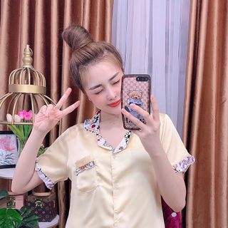 Đồ bộ nữ mặc nhà pijama Satin phối lẫn Mango Đùi