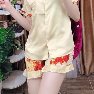 Đồ bộ nữ mặc nhà pijama Satin phối lẫn Mango Đùi