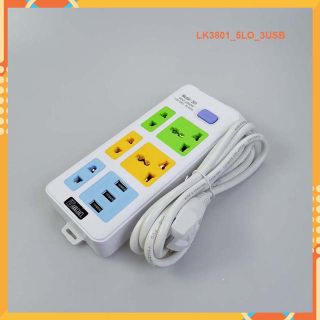 Ổ cắm điện đa năng - 5 lỗ 2 chấu - 4 lỗ 3 chấu - 3 cổng sạc USB, dây dài 5m. LK3801