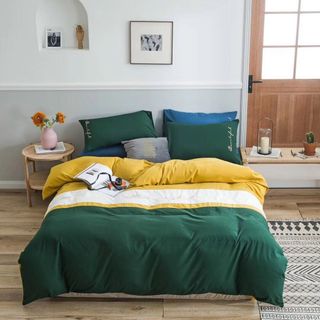 Bộ Chăn Ga gối cotton phối màu , chăn ga gối homestay