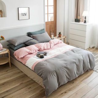 Bộ Chăn Ga gối cotton phối màu , chăn ga gối homestay
