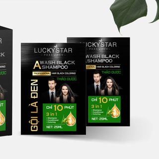 Gội Là Đen Thảo Dược Cao Cấp Lucky Star - Hộp/10 gói*25ml