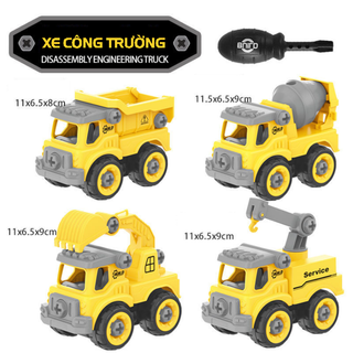 Bộ đồ chơi xe công trường lắp ráp chất liệu cao cấp