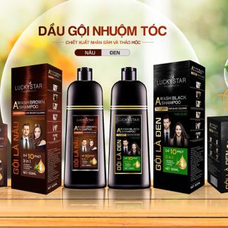 Gội Là Nâu Thảo Dược Cao Cấp Lucky Star - Hộp/10gói*25ml