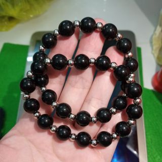 Vòng chuỗi đeo tay đá đen mix