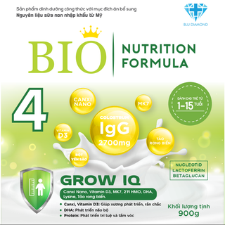 Sữa Bột BIO Nutrition Formula Grow IQ Cho Trẻ 1-15 Tuổi Hộp 900g