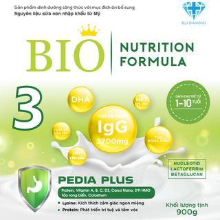 Sữa Bột BIO Nutrition Formula PEDIA PLUS Cho Trẻ 1-10 Tuổi Hộp 900g