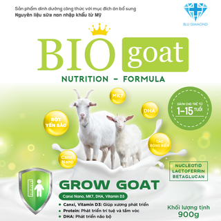 Sữa Bột BIO Nutrition Formula GROW GOAT Dành Cho Trẻ 1-15 Tuổi Hộp 900g