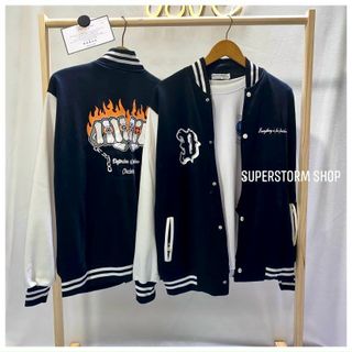 Áo khoác bomber nỉ ngoại logo Đ dày mịn may kỹ đẹp
