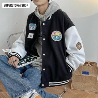 Áo khoác bomber nỉ ngoại dày mịn may kỹ đẹp có dây kéo túi và 2 túi trong