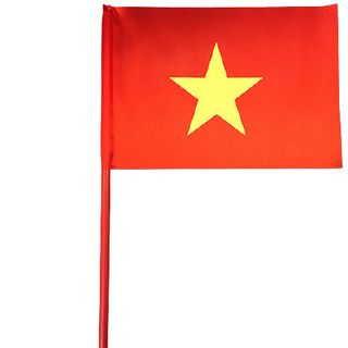 Cờ đỏ sao vàng cầm tay cỡ nhỏ có cán bằng vải