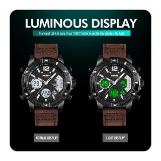 ĐỒNG HỒ NAM DÂY DA SKMEI TREND ĐỒNG HỒ ĐIỆN TỬ KẾT HỢP 3 KIM CHẠY FULL LỊCH NGÀY ĐỘC ĐÁO