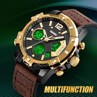 ĐỒNG HỒ NAM DÂY DA SKMEI TREND ĐỒNG HỒ ĐIỆN TỬ KẾT HỢP 3 KIM CHẠY FULL LỊCH NGÀY ĐỘC ĐÁO