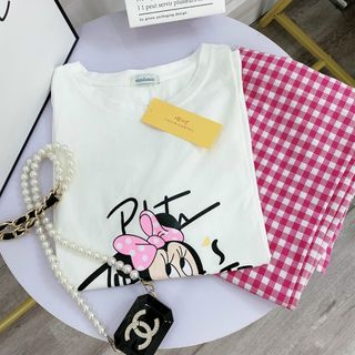 Set bộ Micky quần kẻ siêu cute