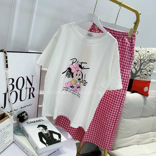 Set bộ Micky quần kẻ siêu cute