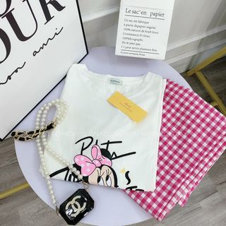 Set bộ Micky quần kẻ siêu cute