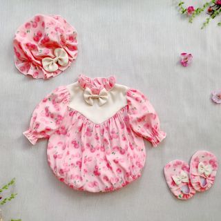 Set 3 món body mũ quả hồng