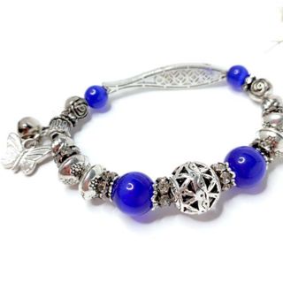 Vòng tay charm đá mắt mèo mix