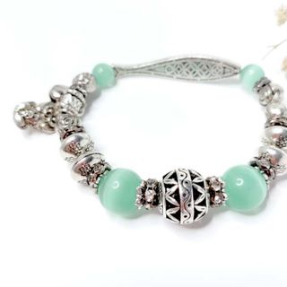 Vòng tay charm đá mắt mèo mix