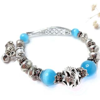 Vòng tay charm đá mắt mèo mix