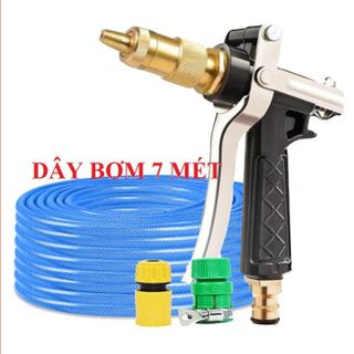 Bộ dây vòi xịt nước rửa xe, tưới cây . tăng áp 3 lần, loại 7m, 10m 206236 đầu đồng,cút,nối vàng giá sỉ