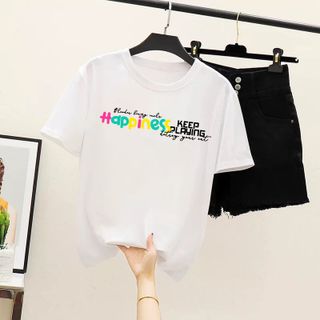 Áo thun nam nữ Freesize oversize giá rẻ in hình chữ Happiness
