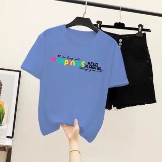 Áo thun nam nữ Freesize oversize giá rẻ in hình chữ Happiness