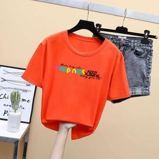 Áo thun nam nữ Freesize oversize giá rẻ in hình chữ Happiness