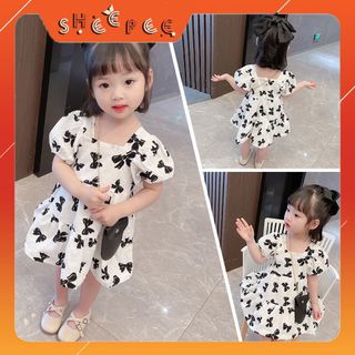 Váy cho bé gái hoạ tiết hình nơ siêu đẹp