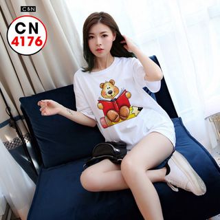 Áo thun nam nữ Freesize oversize giá rẻ in hình gấu