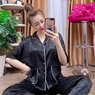 Đồ bộ nữ mặc nhà pijama Gấm cánh dơi 2túi Dài cộc