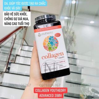 Viên Uống Collagen Youtheory +Biotin 390 Viên Type 1,2&3 Từ Mỹ