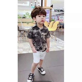 Áo sơmi bé trai size 8-35kg chất lụa 100D mềm mát