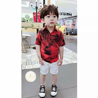 Áo sơmi bé trai size 8-35kg chất lụa 100D mềm mát