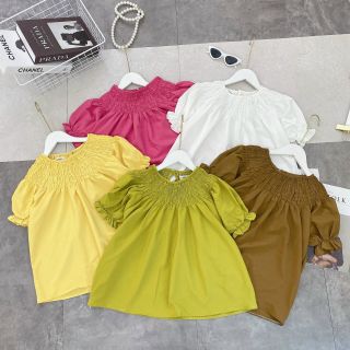 Áo kiểu tay ngắn nhún cổ