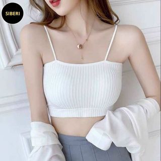 Áo 2 Dây Nữ Bún Sợi Gân Kèm Đệm 4 Màu